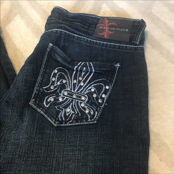 Jeans DeFluer Bootcut Rhinestone Studded Jeans - Picture 2 of 8